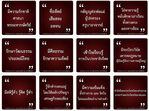ค่านิยม 12 ประการ ครูและเด็กต้องจดจำและทำได้