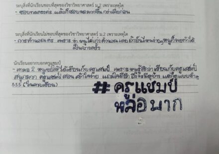 ความคิดเห็นของนักเรียนที่มีต่อครูแชมป์